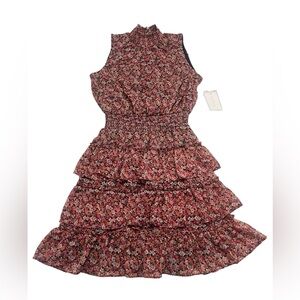 NWT 1.State Floral Ruffle Smocked Neck Mini Dress Size XS